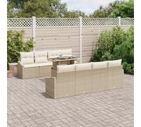 IBUQDDV Set di 9 divani da giardino con cuscino beige in polyrattan, design modulare per installazione flessibile all'aperto, materiale resistente alle intemperie con resistenza ai raggi UV, comodo