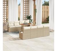 IBUQDDV Set di 9 divani da giardino con cuscino beige in polyrattan, resistente alle intemperie, per terrazza e balcone, seduta modulare con cuscini morbidi, elegante combinazione di colori bianco,
