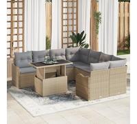 IBUQDDV Set di 9 divani da giardino con cuscino beige in rattan sintetico, modulare per esterni, con tavolino e spazio per terrazze, balconi, giardini, spiegazione dell'ottimizzazione:**