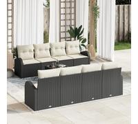 IBUQDDV Set di 9 divani da giardino con cuscino, colore nero, in polyrattan, per esterni, per terrazze, balconi. Questo set di 4 posti per esterni è una grande aggiunta a qualsiasi terrazza