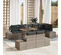 IBUQDDV Set di 9 divani da giardino con cuscino grigio polyrattan, 9 pezzi con scomparti impermeabili e alta capacità per un massimo di cinque persone, resistente alle intemperie