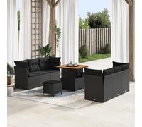 IBUQDDV Set di 9 divani da giardino con cuscino in polyrattan nero, design modulare per flessibilità e resistenza agli agenti atmosferici, lavorazione tessuta a mano per durata e stile,