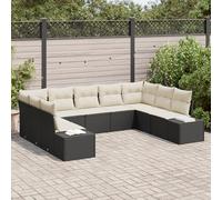 IBUQDDV Set di 9 divani da giardino con cuscino, nero, in polyrattan, per esterni, per ore rilassanti e un'atmosfera elegante all'aperto