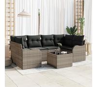 IBUQDDV Set di divani da giardino con cuscino, grigio, in polyrattan, modulare per esterni, per terrazze, balcone, veranda, giardino d'inverno, resistente alle intemperie, in polyrattan con cuscino