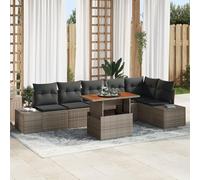 IBUQDDV Set di divani da giardino con cuscino, grigio, in rattan sintetico, modulare, per terrazze, balconi, giardini, mobili per esterni, con cuscino di lusso e scomparto per la polvere