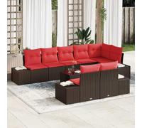 IBUQDDV Set di divani da giardino in polyrattan da 9 pezzi, con cuscini resistenti alle intemperie, design modulare con telaio in acciaio verniciato a polvere, cuscini rimovibili per il massimo