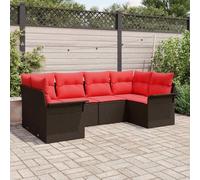 IBUQDDV Set di divani da giardino modulari con cuscino, 6 pezzi, composto da due elementi angolari, due elementi centrali e divani con braccioli, in rattan sintetico, con otto schienali e sei