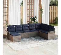 IBUQDDV Set di divani da giardino modulari in polyrattan, 8 pezzi, grigio chiaro, con scomparti nascosti e cuscini rimovibili con cerniera, per terrazze e giardini
