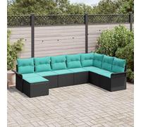 IBUQDDV Set di divani modulari da giardino, 8 pezzi, in polyrattan nero, con cuscini, scomparti nascosti e federe con cerniera, per terrazze e giardini