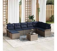 IBUQDDV Set di divani modulari da giardino con cuscino, 9 pezzi, in polyrattan, con scomparti nascosti e cuscini rimovibili con cerniera, per terrazze e giardini