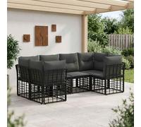 IBUQDDV Set di divani modulari per esterni in polyrattan con cuscino per seduta resistente alle intemperie, composto da due divani centrali, quattro braccioli, sei cuscini per seduta e dieci cuscini