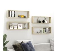 IBUQDDV Set di scaffali a cubo in legno di quercia Sonoma, 80 x 15 x 26,5 cm, robusto set di scaffali da parete con design elegante per libri e decorazioni, soluzione versatile per la casa