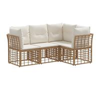 IBUQDDV Set divano angolare da esterno in polyrattan e poliestere, divano modulare per giardino o terrazza, cuscini resistenti alle intemperie, facile da montare da due persone, facile da pulire