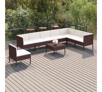 IBUQDDV Set lounge da giardino da 9 pezzi con cuscini in rattan sintetico e struttura in acciaio verniciato a polvere, con rivestimenti in poliestere rimovibili e lavabili per un elevato comfort di