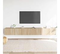 IBUQDDV Set mobile TV in rovere Sonoma 3 pezzi in legno con montaggio a parete e ampio spazio per soggiorno, console TV con design pratico e superficie liscia, robusto