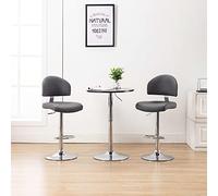 IBUQDDV Sgabelli da Bar Regolabili in Altezza 2 Pezzi Grigi in Similpelle con Base Cromata e Poggiapiedi, Sgabello Girevole 360° con Meccanismo a Gas per Cucina o Isola Questo set