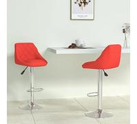 IBUQDDV Sgabelli da Bar Regolabili in Altezza 2 pz in Similpelle Rossa con Base in Acciaio Cromato e Meccanismo a Gas, Girevoli 360 Gradi per Casa, Ufficio, Bar e Caffetteria, Design