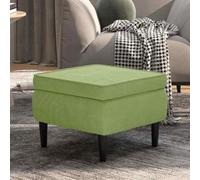 IBUQDDV Sgabello con gambe in legno, velluto verde chiaro, imbottitura morbida per un comfort ottimale, poggiapiedi stabile dal design moderno come seduta supplementare o tavolino