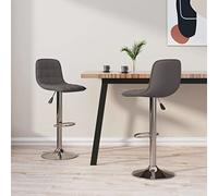 IBUQDDV Sgabello da bar 2 pezzi in tessuto tortora con morbida imbottitura e struttura in acciaio cromato, regolabile in altezza con molla a gas e rotazione a 360 gradi per isola della cucina o sala