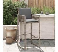 IBUQDDV Sgabello da giardino con cuscino, 2 pezzi, grigio polyrattan, comode sedie da esterno con braccioli e schienale, mobili in rattan sintetico PE durevole per terrazza e balcone, impermeabile