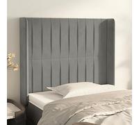 IBUQDDV Spalliera Letto Una Piazza E Mezza Testiera Letto Matrimoniale Testiera Letto Una Piazza E Mezza Testiera ad Orecchio Grigio Chiaro 83x16x118/128 cm in Velluto per Dormitorio