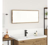 IBUQDDV Specchio da bagno con illuminazione a LED e telaio in rovere Artisan in legno e vetro di sicurezza, specchio da parete rettangolare per bagno con illuminazione integrata,