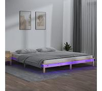 IBUQDDV Struttura letto Bed Letto a Piattaforma Telai per letti Giroletto con LED 135x190 cm Double in Legno Massello