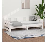 IBUQDDV Struttura letto Bed Telai per letti Letto a Piattaforma Dormeuse Estraibile Bianca Legno Massello di Pino 2x(90x190) cm