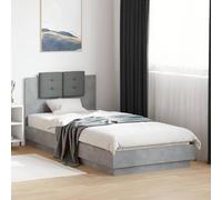 IBUQDDV Struttura letto Bed Telai per letti Letto a Piattaforma Giroletto Testiera Grigio Cemento 90x200 cm Legno Multistrato per camere da letto e hotel