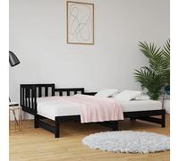 IBUQDDV Struttura letto Letto a Piattaforma Telai per letti Bed Dormeuse Estraibile Nera 2x(80x200) cm Legno Massello di Pino