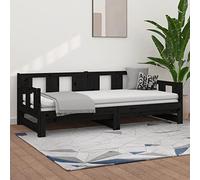 IBUQDDV Struttura letto Letto a Piattaforma Telai per letti Bed Dormeuse Estraibile Nera in Legno Massello di Pino 2x(90x190) cm