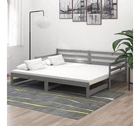 IBUQDDV Struttura letto Telai per letti Letto a Piattaforma Bed Dormeuse Estraibile Grigia in Massello di Pino 2x(90x200) cm