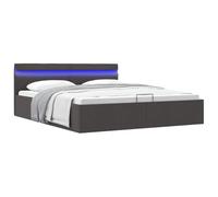 IBUQDDV Struttura letto Telai per letti Letto a Piattaforma Bed Giroletto con Contenitore e LED Grigio Scuro Tessuto 180x200 cm