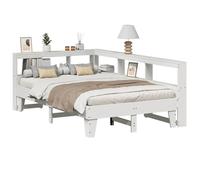 IBUQDDV Struttura letto Telai per letti Letto a Piattaforma Bed Letto Libreria senza Materasso Bianco 140x190 cm Legno di Pino