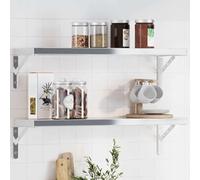 IBUQDDV Supporto per scaffali in acciaio inox, 4 pezzi, 23,5 x 2,5 x 15,5 cm, colore argento, resistente alla corrosione con fori preforati per un facile montaggio, robusto supporto per librerie,