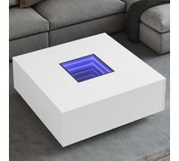 IBUQDDV Tavolino da caffè Coffee Table, tavolino da divano con LED Infinity, bianco, 100 x 100 x 40 cm, per soggiorno