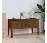 IBUQDDV Tavolino da caffè marrone miele, 102 x 49 x 55 cm, in legno massello di pino, tavolino da caffè per soggiorno, ufficio, studio