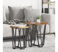 IBUQDDV Tavolino Rotondo Moderno in Rovere Affumicato con Struttura in Acciaio, Design Elegante per Soggiorno e Camera da Letto, Superficie Resistente al Calore e Manutenzione