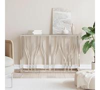 IBUQDDV Tavolo consolle 110 x 30 x 70 cm in acciaio inox e vetro per oggetti decorativi e cornici, console stabile come tavolino da ingresso o da caffè, mobile versatile