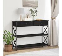 IBUQDDV Tavolo consolle nero rovere 100 x 28 x 75 cm in legno e acciaio con due pratici ripiani, moderno mobile per soggiorno, camera da letto, corridoio, robusto telaio in acciaio