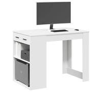 IBUQDDV Tavolo da giardino da cucina con cassetti e ripiano, bianco, 102 x 62 x 77,5 cm, per casa, ufficio, soggiorno, studio, cucina, sala da pranzo