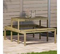IBUQDDV Tavolo da picnic in legno di pino impregnato, 110 x 134 x 75 cm, per giardino e terrazza, con robusta struttura a doghe e impregnazione in autoclave resistente alle intemperie