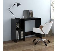 IBUQDDV Tavolo per computer nero, 102,5 x 35 x 75 cm, in legno con ripiani per ufficio e casa, scrivania con spazio di archiviazione, moderno tavolo da lavoro per lavorare in modo efficiente