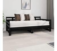 IBUQDDV Telai per letti Bed Letto a Piattaforma Struttura letto Dormeuse Estraibile Nera in Legno Massello di Pino 2x(90x190) cm