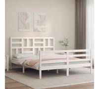 IBUQDDV Telai per letti Bed Letto a Piattaforma Struttura letto Giroletto con Testiera Bianco 160x200 cm Legno Massello per Camera da Letto