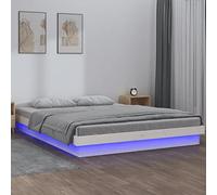 IBUQDDV Telai per letti Bed Letto a Piattaforma Struttura letto Giroletto LED Bianco 120x190 cm Small Double Legno Massello