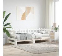 IBUQDDV Telai per letti Bed Struttura letto Letto a Piattaforma Dormeuse Estraibile Bianca 2x(90x200) cm Legno Massello di Pino per camere da letto e hotel
