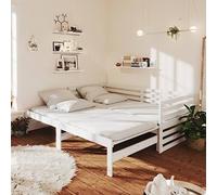 IBUQDDV Telai per letti Letto a Piattaforma Bed Struttura letto Dormeuse Estraibile Bianca in Massello di Pino 2x(90x200) cm