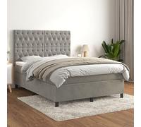 IBUQDDV Telai per letti Letto a Piattaforma Bed Struttura letto Giroletto a Molle con Materasso Grigio Chiaro 140x200cm Velluto per camere da letto e hotel