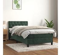 IBUQDDV Telai per letti Letto a Piattaforma Bed Struttura letto Giroletto a Molle con Materasso Verde Scuro 80x200 cm Velluto